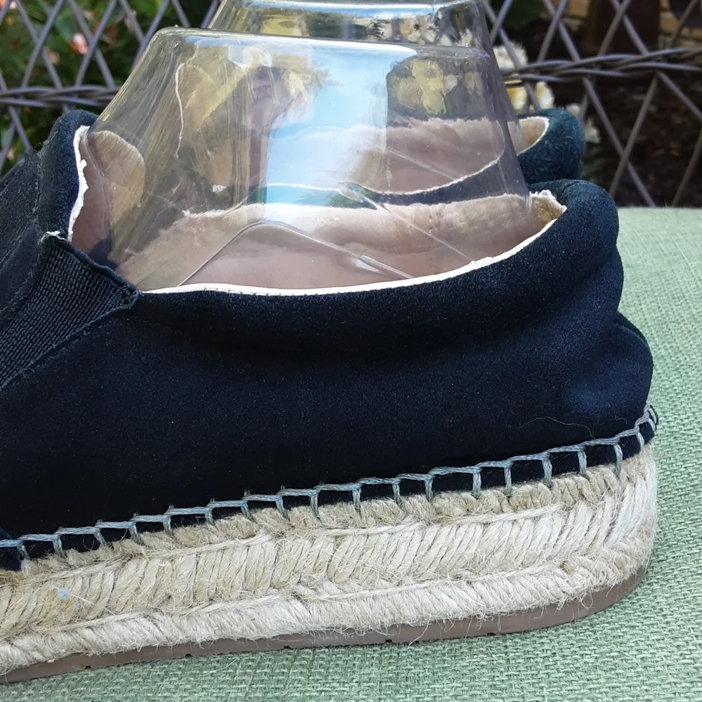 J/Slides NYC Black Suede Espadrille Slip-on Shoe with TasselDetail.